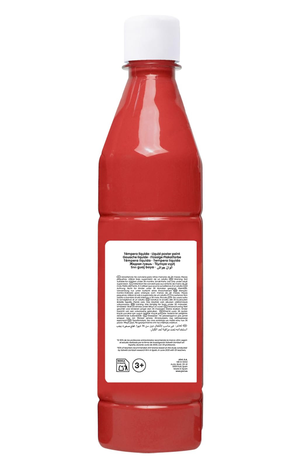 Jovi- Témpera líquida, Color bermellón, 500 ml (Paquete de 1) (07) | Pintura a base de ingredientes naturales, Fácil de lavar, Sin gluten