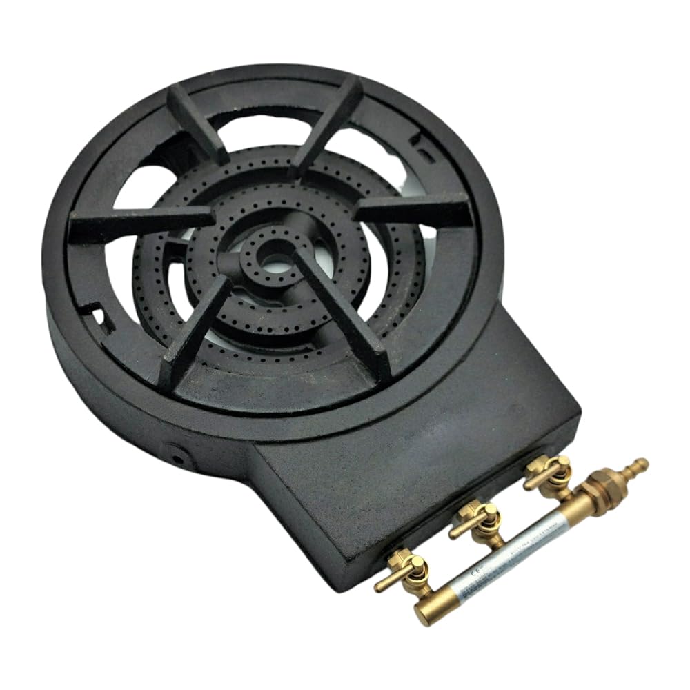 FORNELLONE FORNELLO GHISA GAS PORTATILE BRUCIATORE A 3 FUOCHI CAMPEGGIO CON GRIGLIA SMONTABILE