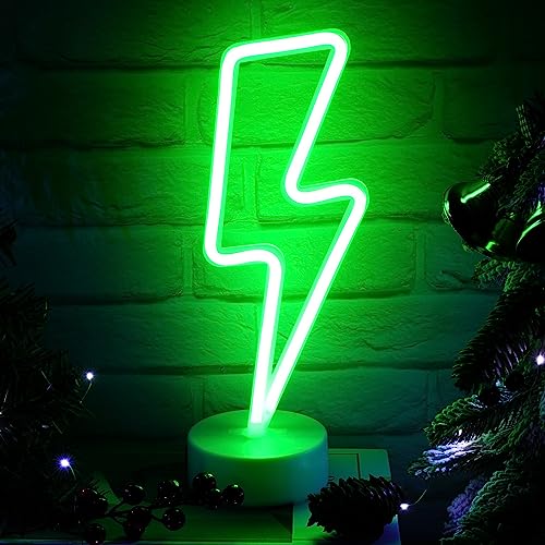 Image of Sieral 3 Pcs Lightning Bolt Neon Signs Lightning Neon Lights with Base LED Sign USB or Battery Operated for Teen Girls Gift Christmas Birthday Wedding Party Decor(Multi Colors)