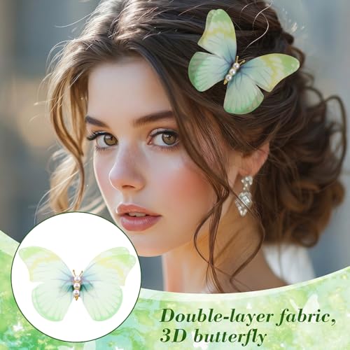 2 Pcs Green Butterfly Clips Pinzas de Mariposa miniatura 6