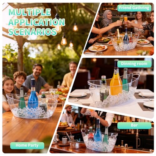 Ice Buckets for Parties, 2 Pack 5.5L Clear Acrylic Champagne Beverage Buckets Tub with Scoops & Wine Bottle Opener, Large Ice Bucket for Mimosa Bar, Wine, Beer, Cocktails & Drinks (3-5 Bottles) by Qagstnkg - Used condition - Image 7