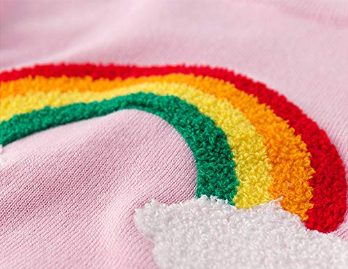 Image of Girl Pink Crewneck Sweaters Rainbow Sweater Knit Tops for 2-8 Years