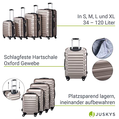 Juskys Ensemble De Valises Rigides 4 Pieces Serrure A Combinaison Roulettes Silencieuses 360 Poignee Telescopique Legeres Valises Couleur Champagne