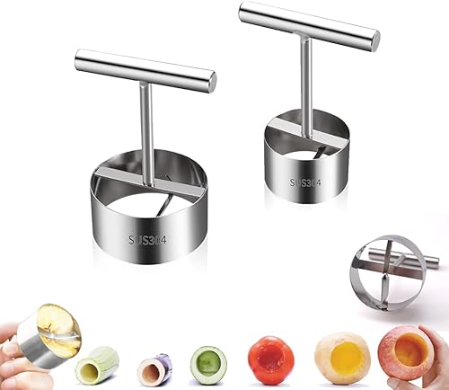 Esquina de verduras y frutas, herramienta de cocina para eliminar núcleos de frutas, taladro vegetal de 2 tamaños para cortar y ahuecar calabacín,