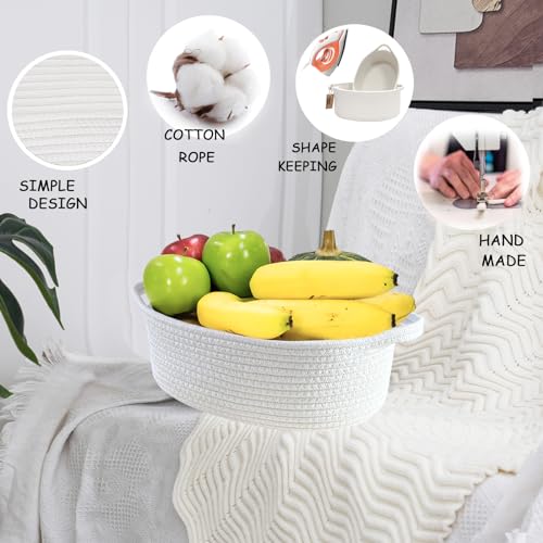 Image of COMFY-HOMI Oval Rope Basket with Handles for Shelves,Toys,Book, Cloth Storage Baskets for Organizing Toy Decorative Organizer for Living Room, Bathroom