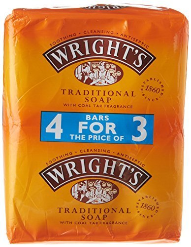 THREE PACKS of Wrights Coal Tar Soap 4 Pack by Wright's