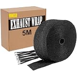 5M Ruban Isolant Thermique, Foneso Ruban Isolant Thermique avec 10 Attaches Noir de Câble en Acier Inoxydable, pour Collecteurs d'Echappement Moto et Voiture