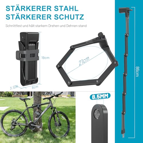 TECHCYC Faltschloss Fahrrad | 86cm | Sicherer Diebstahlschutz – Ansicht 2