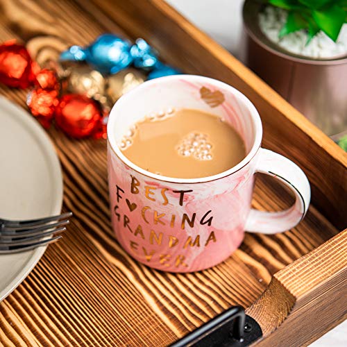 Hendson Grandma Christmas Gifts, Birthday Gifts - Best Grandma Ever - Funny Gift For Nana, New Pregnancy Announcement For Grandparents To Be, Grandmother - Pink Mug, 11.5oz Coffee Cup