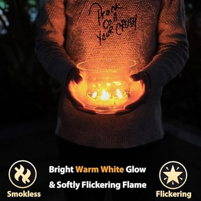 Solar Tea Lights Outdoor Waterproof, 8pcs Rechargeable Dusk to Dawn Little Solar Votive Candles, Flameless Flickering Small Light for Lantern Window DIY Chandelier Patio Deck Garden Decor (Warm White)