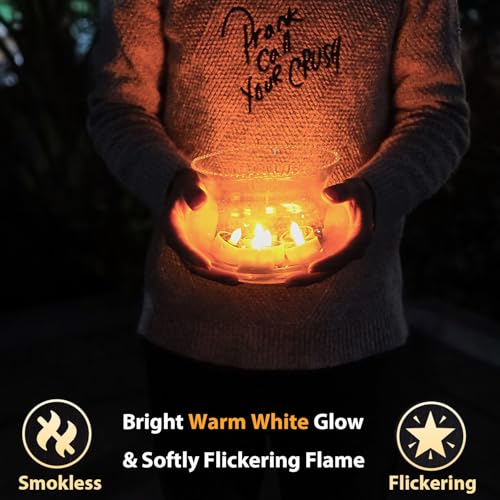 Image of 12Pack Solar Tea Lights Outdoor Waterproof, Small Solar Lights with Rechargeable Dusk to Dawn Sensor, Flameless Flickering LED Votive Candles for Lantern Window DIY Patio Chandelier Decor(Warm White)