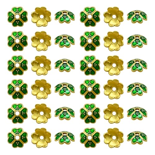 Image of Satra Traders Designeer Meenakari Beads Cap | Size : 7mm | Qty : 50pcs | MK40 (Dark Green)