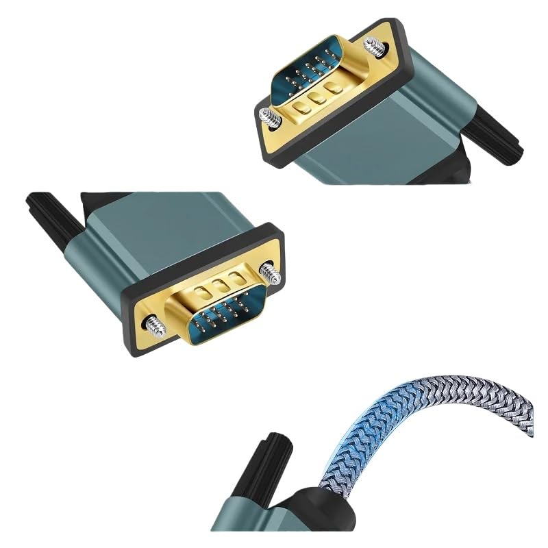 Câble HDMI vers VGA, coque en alliage d'aluminium, nylon tressé plaqué or, compatible avec les ordinateurs, ordinateurs portables, projecteurs (300 cm)