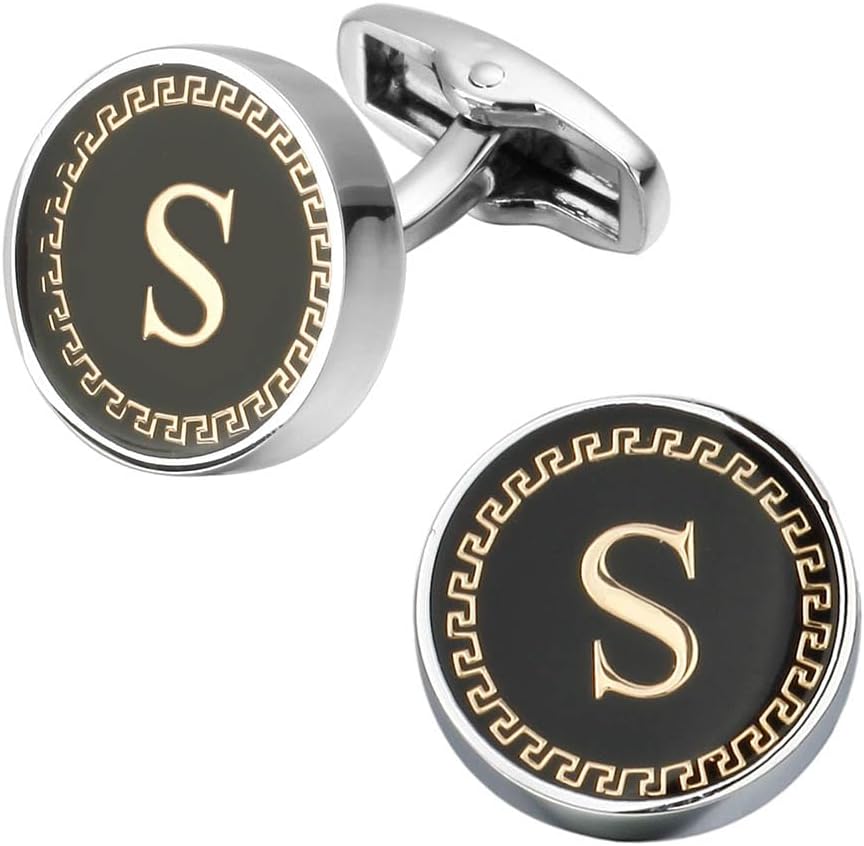 KUAZIVICuff Blouse for Cufflinks, Cufflinks Shirt Silver Black Stainless Steel Round for Man Business
