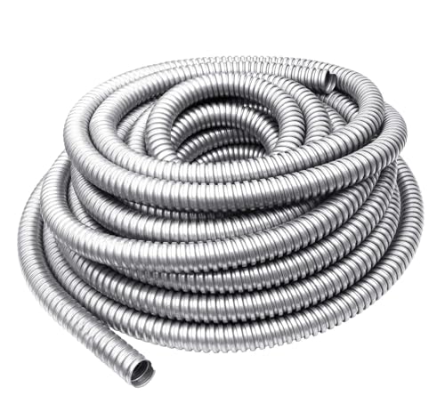NIDAYE 25 ft 3/4 Inch Reduced Wall Flexible Metal Conduit Low Voltage Galvanized Steel Outdoor Electrical Conduit for Greenfield Wiring Cable Management