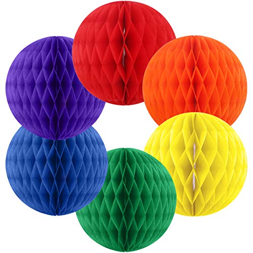Boules de soie en papier nid d'abeille arc-en-ciel pour suspension festive