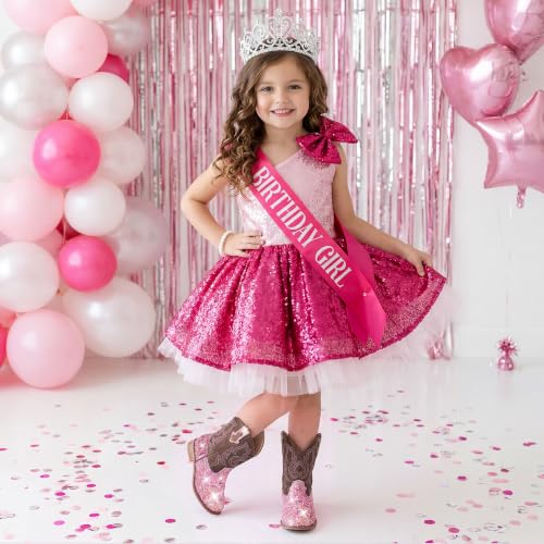 Image of Motasha Girls Cowgirl Boots Unisex-Child Mid Calf Glitter Toddler Cowboy Boot Little Big Kids Western Riding Shoes