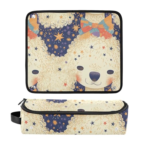 Bolsa de viaje para herramientas de cabello con diseño de caras de perros, resistente al calor, impermeable, organizador portátil para planchas y rizadores miniatura 3