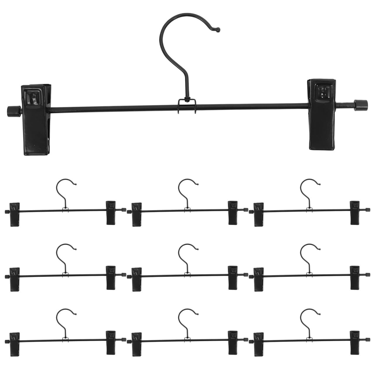 Ciieeo 10 pezzi appendiabiti per pantaloni grucce per gonne con pinzette, gancio per pantaloni, clip per appendere grucce con pinzette, grucce per vestiti, nero in polivinile