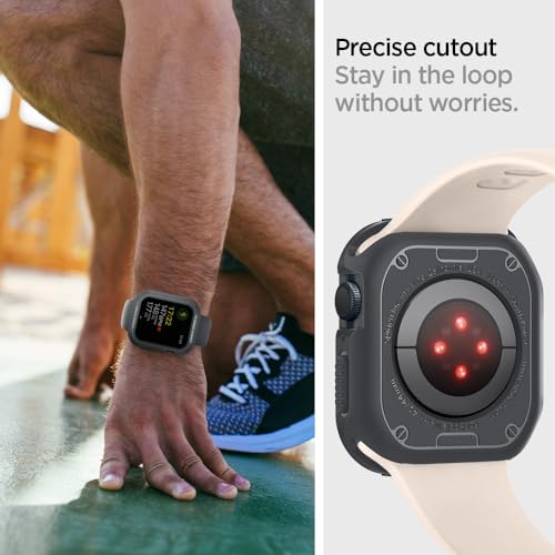 Image of Spigen Rugged Armor Designed for Apple Watch Case Series SE3 /9 /8 /SE2 /7 /6 /SE /5 /4 45mm /44mm Durable TPU Cover - Dark Gray