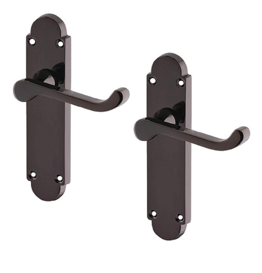 Haven Heritage Black Door Handle Nickel Epsom Style Victorian Scroll X 1 Pair - ®
