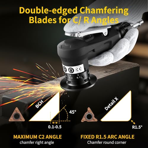 Image of Pneumatic Chamfer Tool, 30000 RPM Air Chamfer Tool with 12C & 8R Blades