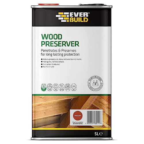 Everbuild Wood Preserver – Interior And Exterior Use – Low Odour – Quick Drying – Long Lasting Protection – Red Cedar – 5 Litres