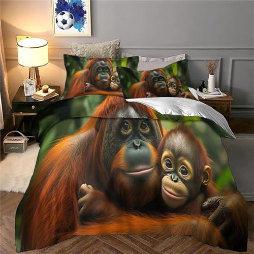 Parure de lit orang-outan effet 3D réaliste housse de couette simple en microfibre durable - 6