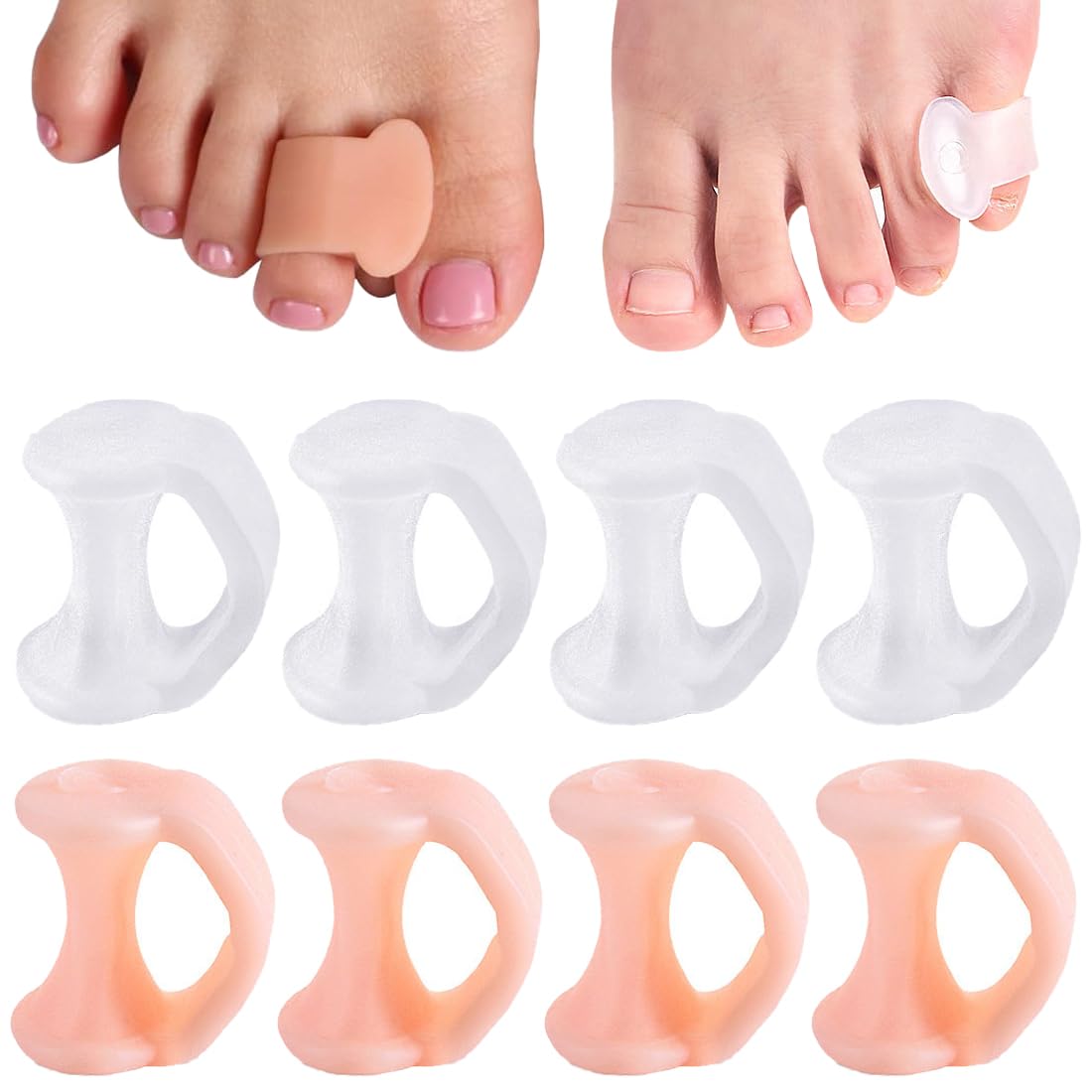 GXGM 8 Piezas Separadores De Dedos,Correctores De Dedos Del Pie,Separadores De Dedos De Silicona Para Dedos Superpuestos,Enderezadores De Dedos Del Gel