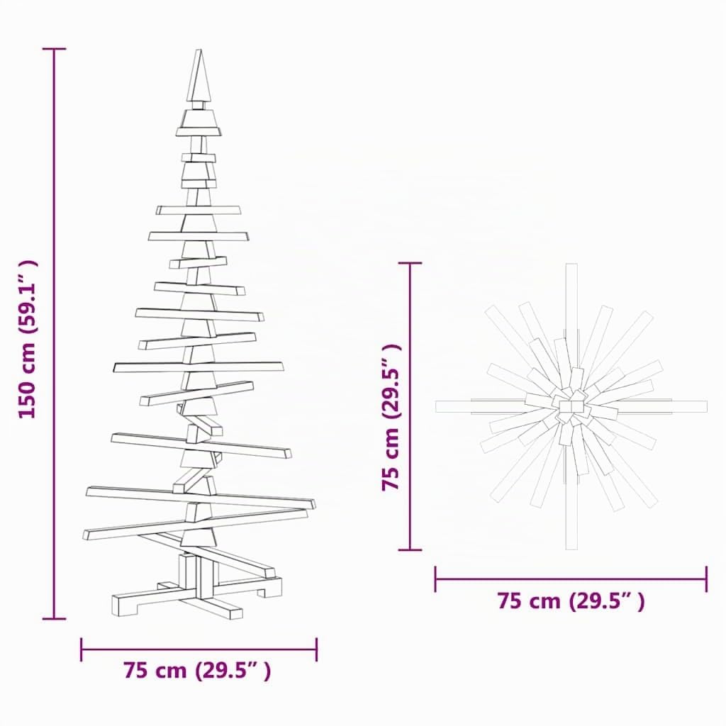 vidaXL Arbre de Noël en Bois Bois de pin Massif Naturel Non Fini