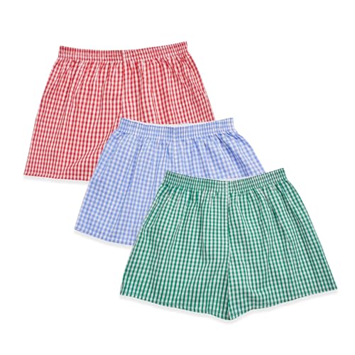 Image of Boxer Shorts for Women Gingham Sleep Y2k Printed Boxers Pj Boxer | Trendy Short,Checkered,Baggy Pj Boxers