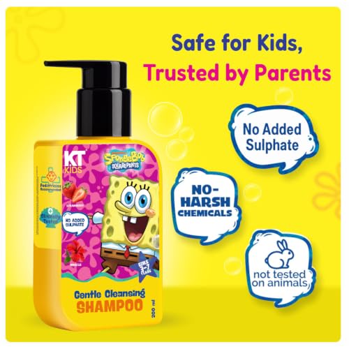 Image of SpongeBob Shampoo for Girls (3-7 Years) | Gentle Daily Scalp Cleanse | Strawberry & Hibiscus | 200ml