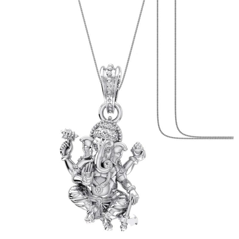 Pendentif en argent homme et femme avec chaîne vénitienne et petite pierre précieuse