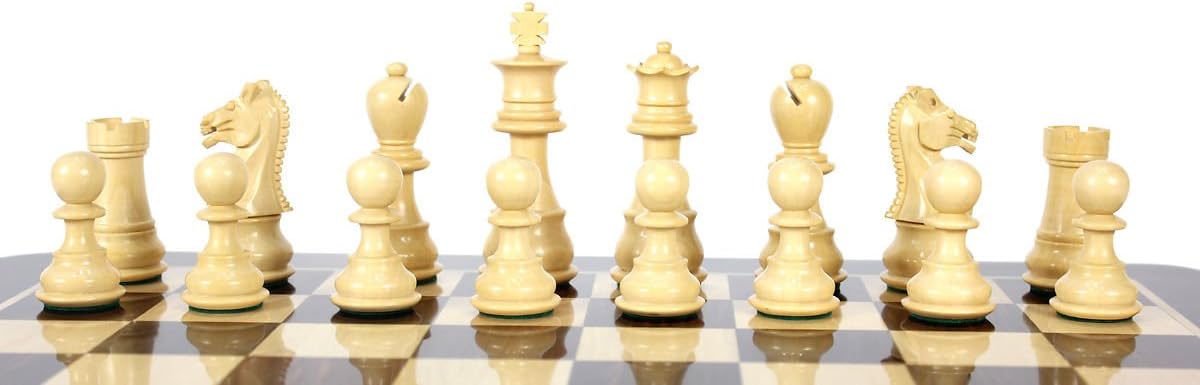 House of Chess - Ebony/Boxwood Chess Pieces Galaxy Staunton 3" (76 mm) + 2 Extra Queens - Triple Weighted