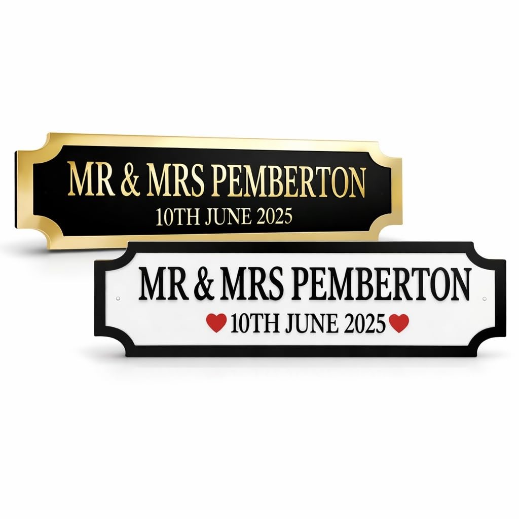 Personalised Wedding Street Sign – Custom Mr & Mrs Name & Date – UK-Style Sign for Ceremony or Reception – Unique Wedding Gift for Couples – Mr and Mrs Sign Decoration