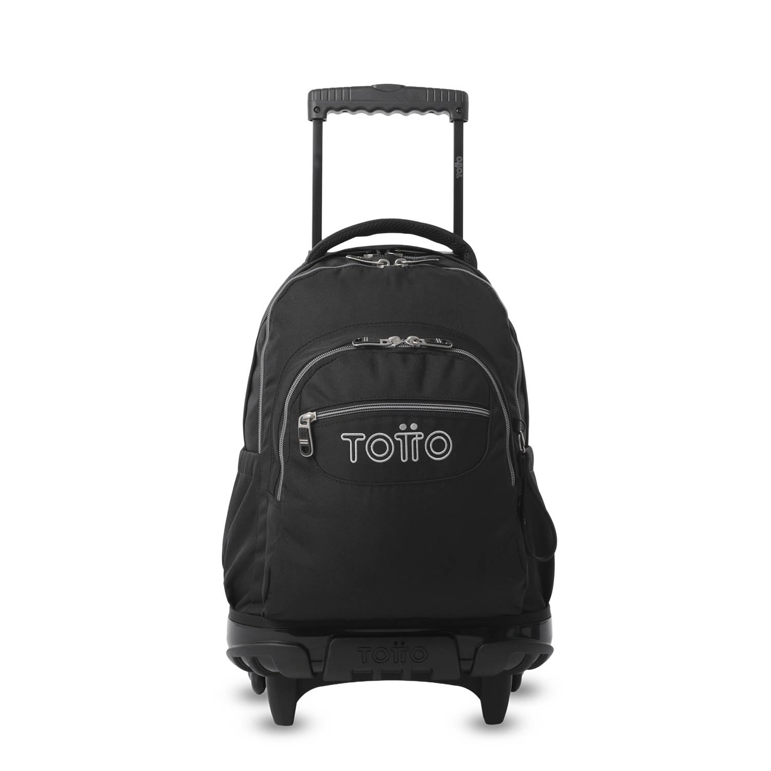 TOTTO - Mochila Escolar con Ruedas, Modelo Renglones Ecole Solid, Capacidad 26,21 Litros, Bolsillo para PC 15,4", Bolsillo Botella, Correas en S para Mayor Comodidad, Resistente, Color Negro