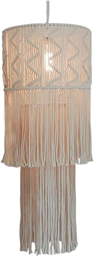 Lustre en corde de coton macramé suspension luminaire bohème E27