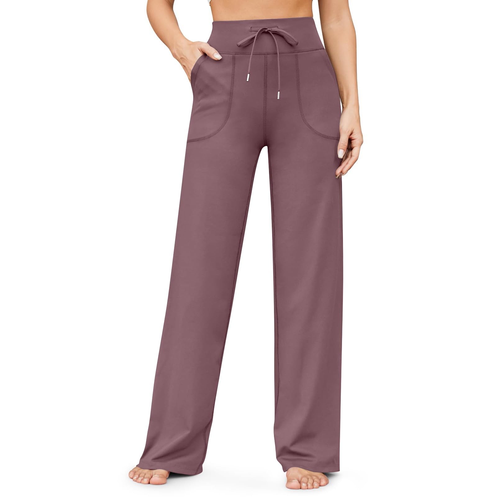 fanmpghleoo Yoga Pants Women Loose Cotton Straight Leg Yoga Pants with Pockets Workout Lightweight Straight Leg Sweatpants Yoga Lightweight Baggy Sweatpants Athletic Stretchy Straight Leg Work Pants