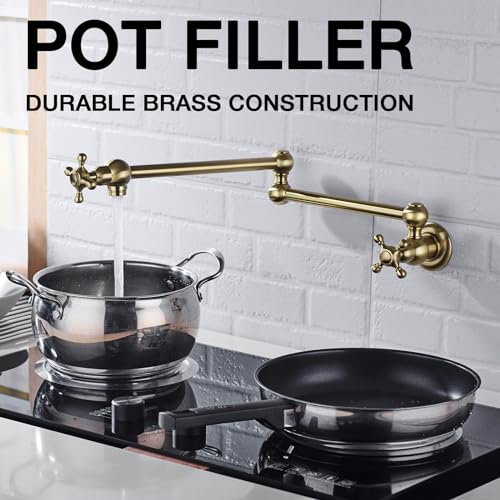 Trustmi Pot Filler Kitchen Sink Faucet, Brass Wall Mount Pot Filler Faucet With Double Joint Swing Arm thumb #1