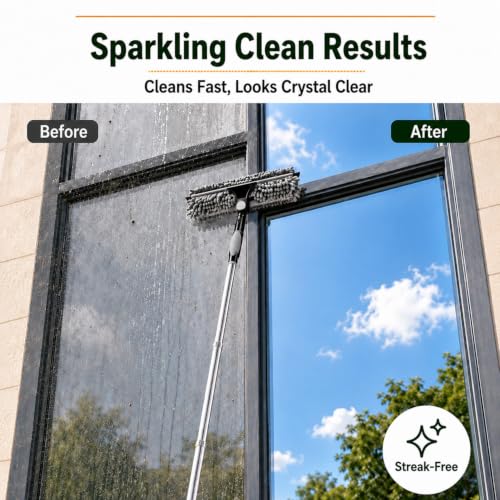 Image of Cobweb Duster with Extension Pole,Window Squeegee, 3-in-1 Kit