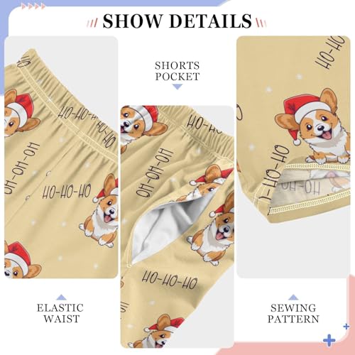 Christmas Corgi Dogs Hat Boys Pants for Kids Jogger Pants with Pockets S-XL4