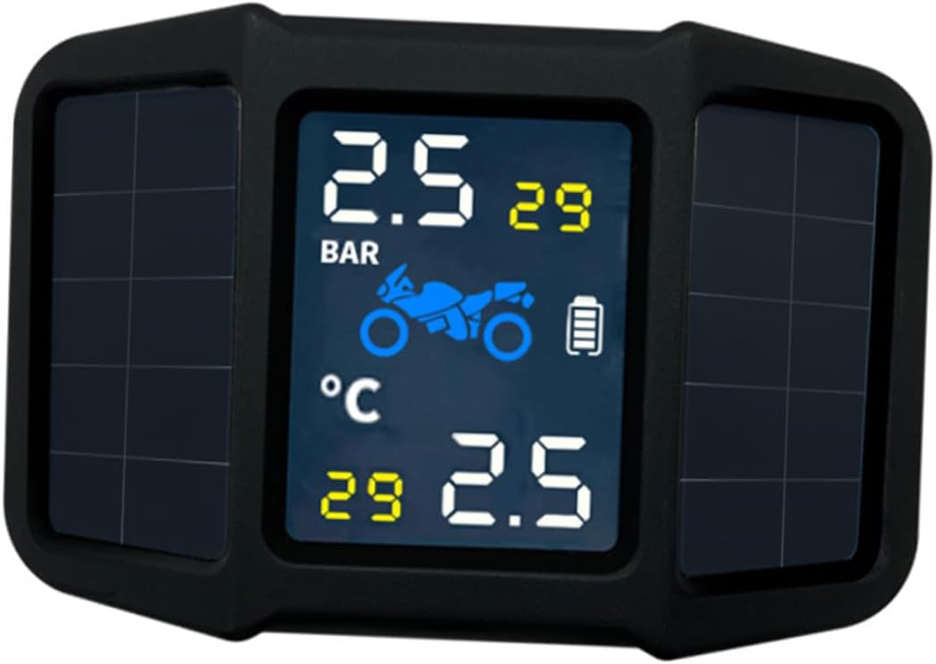 Cabilock 1 Set Solar Motorcycle Tire Pressure Monitor Charging Real-time Pressure Temp Tracking