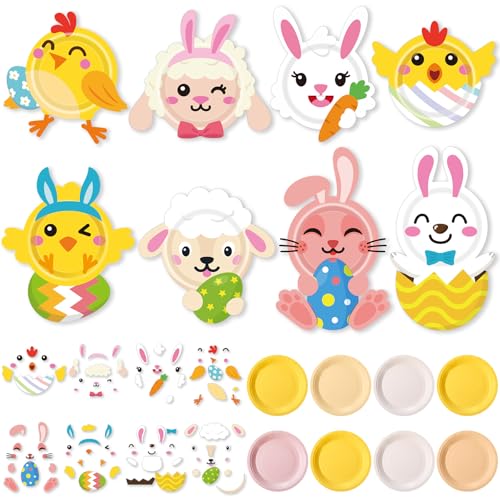 Layhit 24 Pieces Easter Craft Kits for Kids Simple Bunny Eggs Pap...