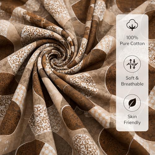 Image of Bedsheet for King Bed Include Pillow Covers | Cocoa Geometry Premium Bedding | Pure Cotton 144 Thread Count|108x108 inch - Cocoa Geometry