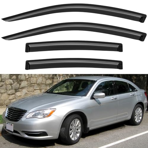 Image of Window Visors Rain Guards for 2011 2012 2013 2014 Chrysler 200, Out-Channel Window Vent Wind Deflectors Visors Shades for 2007-2010 Chrysler Sebring