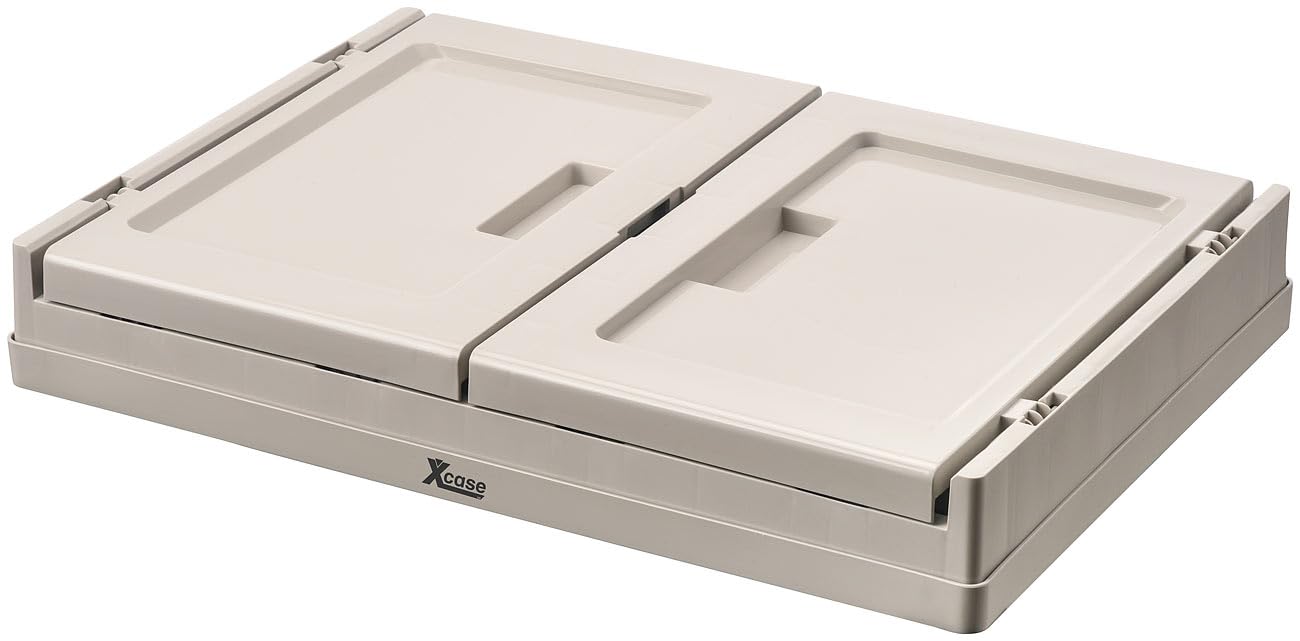Xcase Campingbox: 2er-Set Camping-Aufbewahrungsboxen, falt- & stapelbar, MDF-Ablage, 55l (Camping Boxen, Faltbare Boxen transparent, Schuhe)