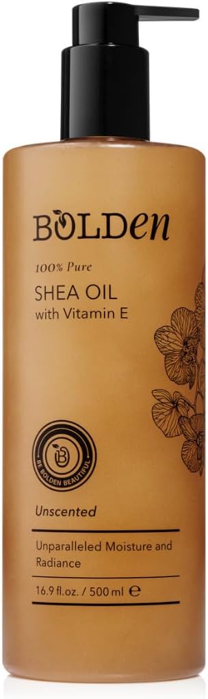 BOLDEN Óleo de karité com vitamina E | 100% natural | Umidade e brilho incomparáveis para pele e cabelo | Sem perfume | 16,9 Fl Oz