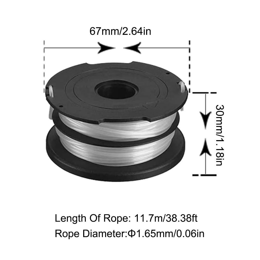 19 carretes de desbrozadora, carrete de desbrozadora de 1.65 mm para Black and Decker, alambre de desbrozadora DF-065, repuesto de carrete de desbrozadora, carrete de cortacésped para GH710, GH700,