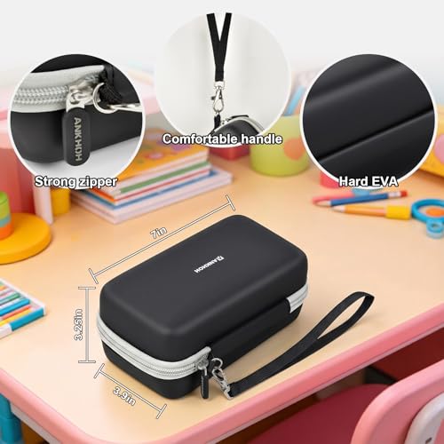 Image of ANKHOH 3D Pen for Kids Case, for 3Doodler Start+ Essentials, Black | Portable hard EVA storage case with custom-fit base, mesh pocket and wrist strap for school and travel; case only