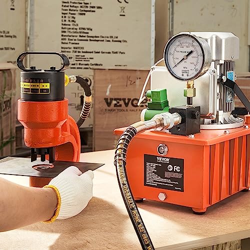 Vevor 10000 Psi 750W 110V 488 In³/8L Capacity, Single Acting Solenoid Valve, Electric Driven Hydraulic Pump Power Pack Unit With Pedal Switch For Punching/Bending/Jack Machine, Orange #TOP7